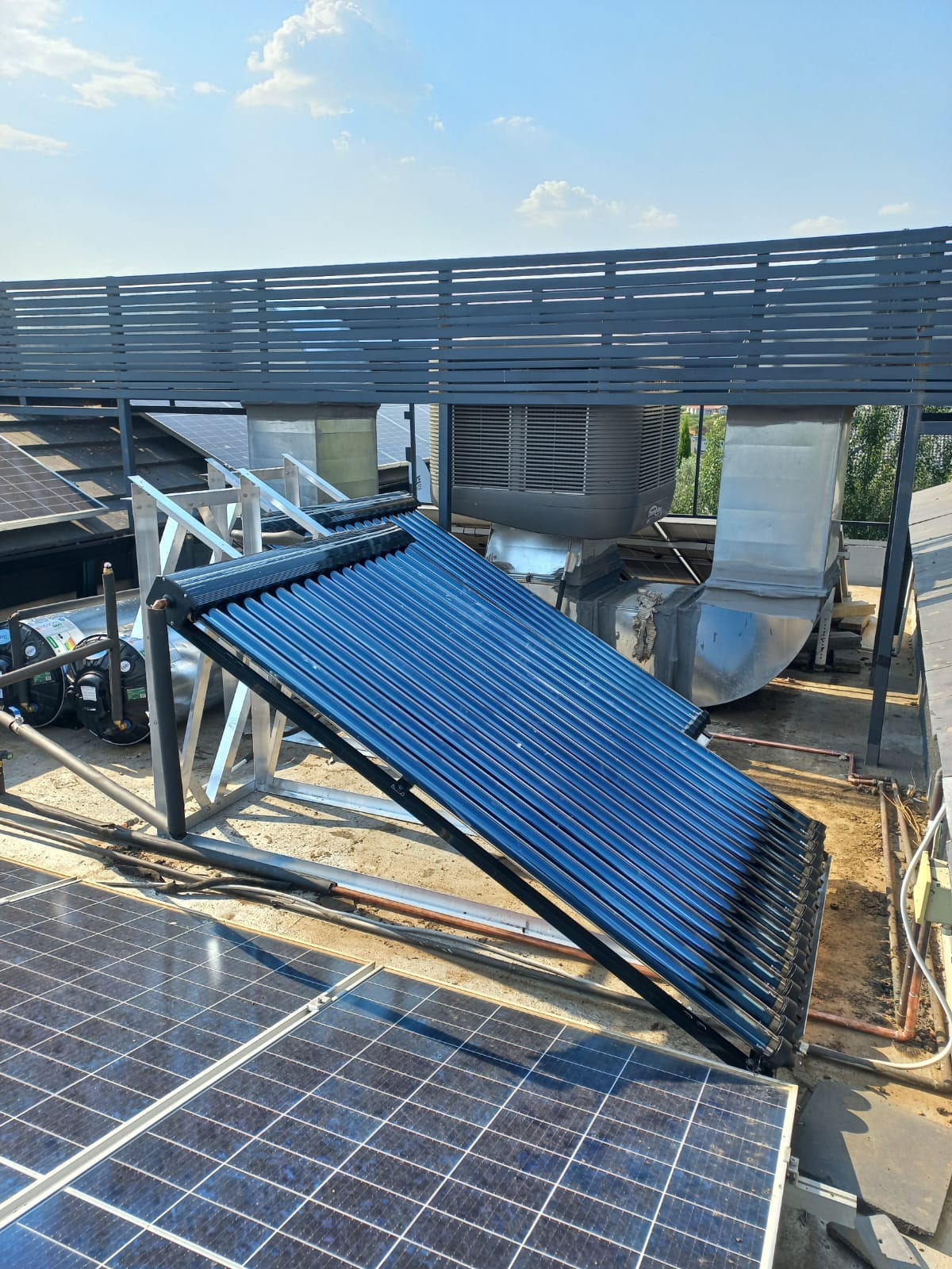 Solar hot water system on residential estate